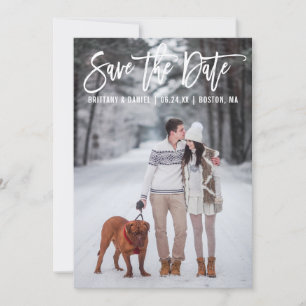 Save The Date Brosse moderne Script Couple Photo Enregistrer la