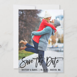 Save The Date Brosse Moderne Script Photo Enregistrer La Date Ca