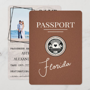 Save The Date Brown Florida Passeport Enregistrer La Date