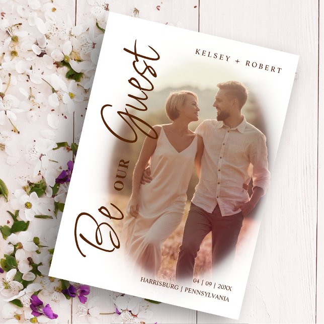 Save The Date Brown Modern Romantic Overlay Gradient Script (Créateur téléchargé)