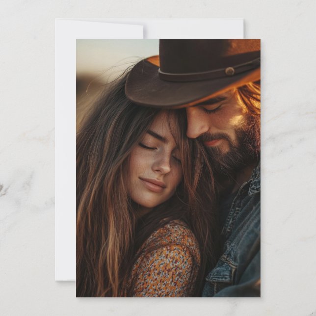 Save The Date Brûlé Orange String Lights Script moderne Enregist (Dos)