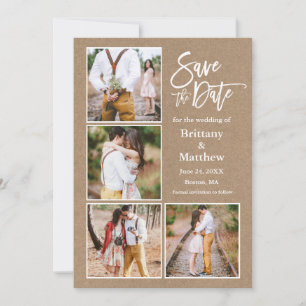 Save The Date Brush Script Kraft 4 Fiançailles photo