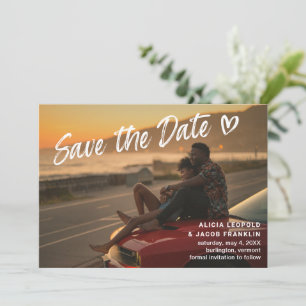 Save The Date Brush Script Typographie Coeur Mariage moderne