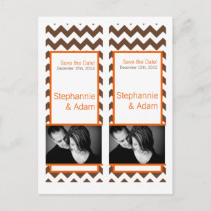 Save the Date Buch Favoriten Brown Orang Zickzack Ankündigungspostkarte