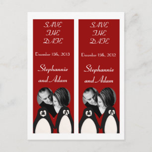 Save the Date Buch Favoriten Penguin Liebe Couple  Ankündigungspostkarte