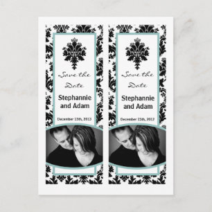 Save the Date Buch Zeichen Favor Black Tiffan Dama Ankündigungspostkarte