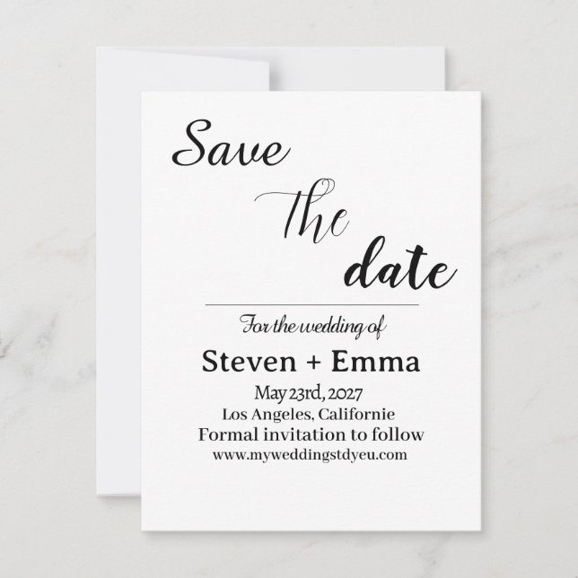 Save The Date Budget élégant Mariage Bohème Enregistrer la Date (Devant)