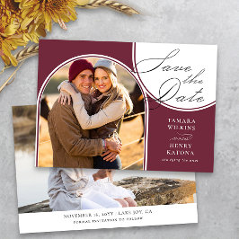 Save The Date Burgundy Arched Photo Mariage Calligraphie