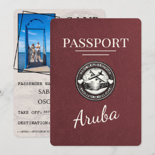 Save The Date Burgundy Aruba Passeport Enregistrer La Date