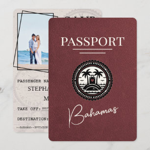 Save The Date Burgundy Bahamas Passport Enregistrer La Date