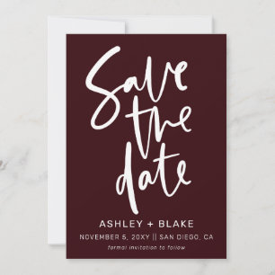 Save The Date Burgundy manuscrite calligraphie Enregistrer la da
