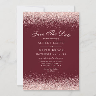 Save The Date Burgundy Moderne Confettis Rose Gold