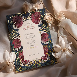 Save the Date Burgundy Navy Blue Pimpernel Vintag Folieneinladung