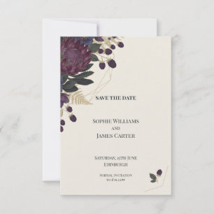 Save The Date Burgundy Protéa Mûre Mariage Enregistrer la Date