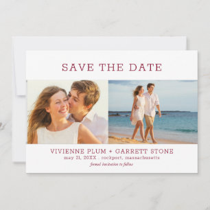 Save The Date Burgundy Red Text Trois Mariage photo