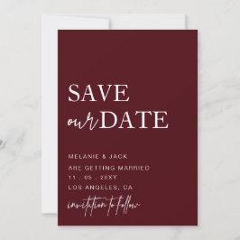 Save The Date Burgundy Simple Calligraphie Enregistrer La Date