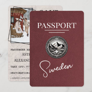 Save The Date Burgundy Suède Passeport Enregistrer La Date