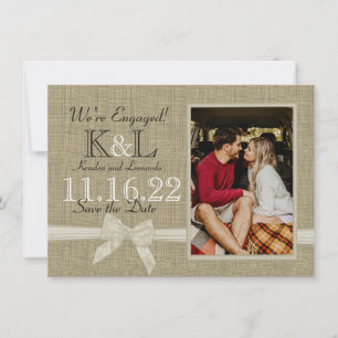 Save The Date Burlap and Bow Rustic Country Enregistrer la date