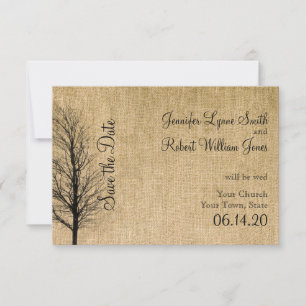 Save The Date Burlap et Birch Posh Wedding Enregistrer la date