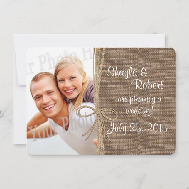 Save The Date Burlap et Twine Photo Enregistrer la date (Devant)