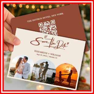 Save The Date Burnt Orange Photo QR Code Mariage élégant