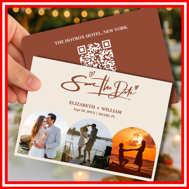Save The Date Burnt Orange Photo QR Code Mariage élégant (Créateur téléchargé)