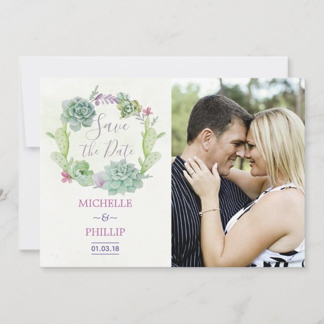 Save The Date Cactus Mariage Succulent Enregistrer la date (Devant)