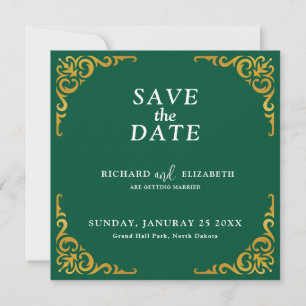 Save The Date Cadre baroque Royal Emerald Green Ornementation
