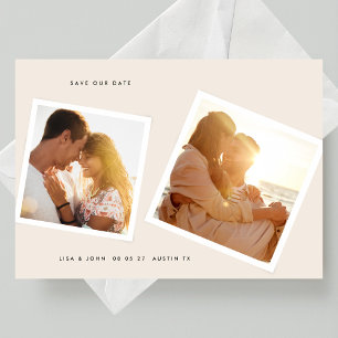 Save The Date cadre blanc crème moderne simple 3 photo