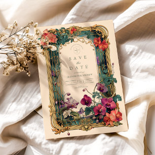Save The Date Cadre de mariage orchidée Art Nouveau