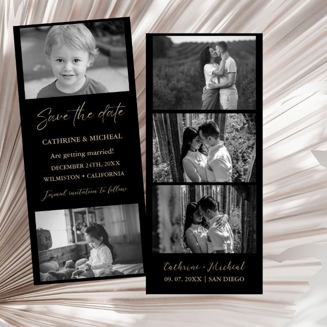 Save The Date Cadre élégant noir pour bandes de photomaton de ma (Créateur téléchargé)