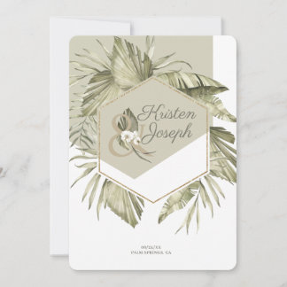 Save The Date Cadre feuille de palmier tropical moderne