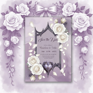 Save The Date Cadre floral avec coeur et roses blanches