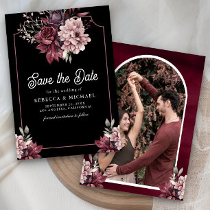 Save The Date Cadre floral sombre et mystérieux Photo mariage no