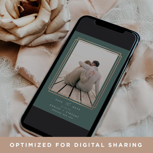 Save The Date Cadre géométrique numérique | Photo verticale (Créateur téléchargé)