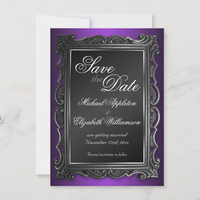 Save The Date Cadre gothique violet Enregistrer la date Annonces (Devant)
