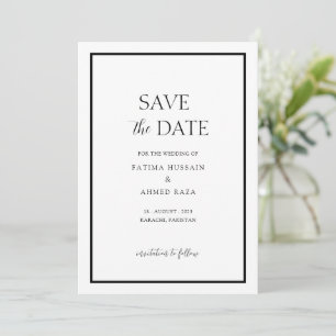 Save The Date Cadre noir blanc minimal Musulman Enregistrer la d