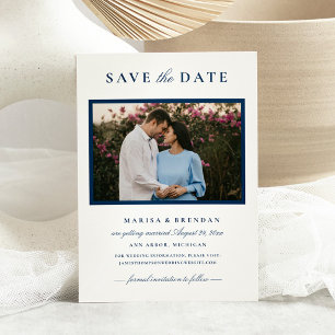 Save The Date Cadre photo élégant bleu marine Mariage
