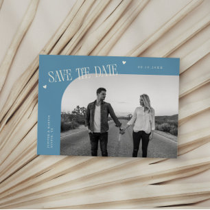 Save The Date Cadre photo incurvé en denim bleu Simple Heart