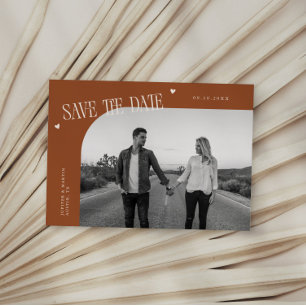 Save The Date Cadre photo incurvé en terre cuite Simple Heart
