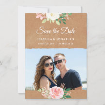 Cadre photo marron Fleur de rose rose Kraft rustiq