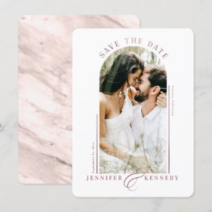 Save The Date Cadre photo moderne en arc Rose Dusty Retour