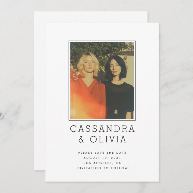 Save The Date Cadre photo simple moderne QR Code Mariage (Devant / Derrière)