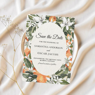 Save The Date Cadre tendance Orange Fleurs & Leaf Beauté