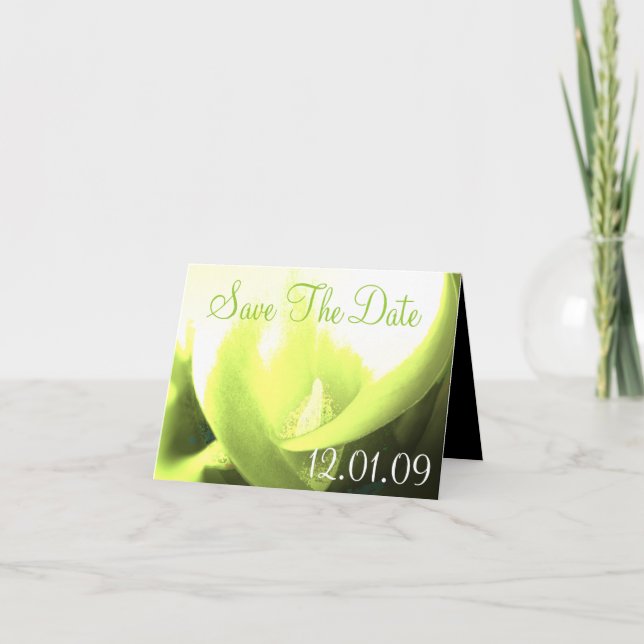Save the Date Cala Lily - Gelb und Grün Einladung (Vorderseite)