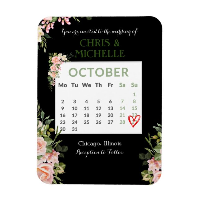 Save the Date Calendar Magnet Custom-October (Vertikal)