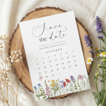 Calendrier de mariage à fleurs sauvages magnifique