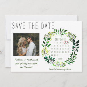 Save The Date Calendrier de mariage à l'aquarelle rustique avec