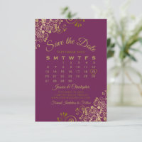 Calendrier de mariage élégant violet Magenta Boucl
