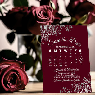 Save The Date Calendrier de mariage simple et élégant Argent et 